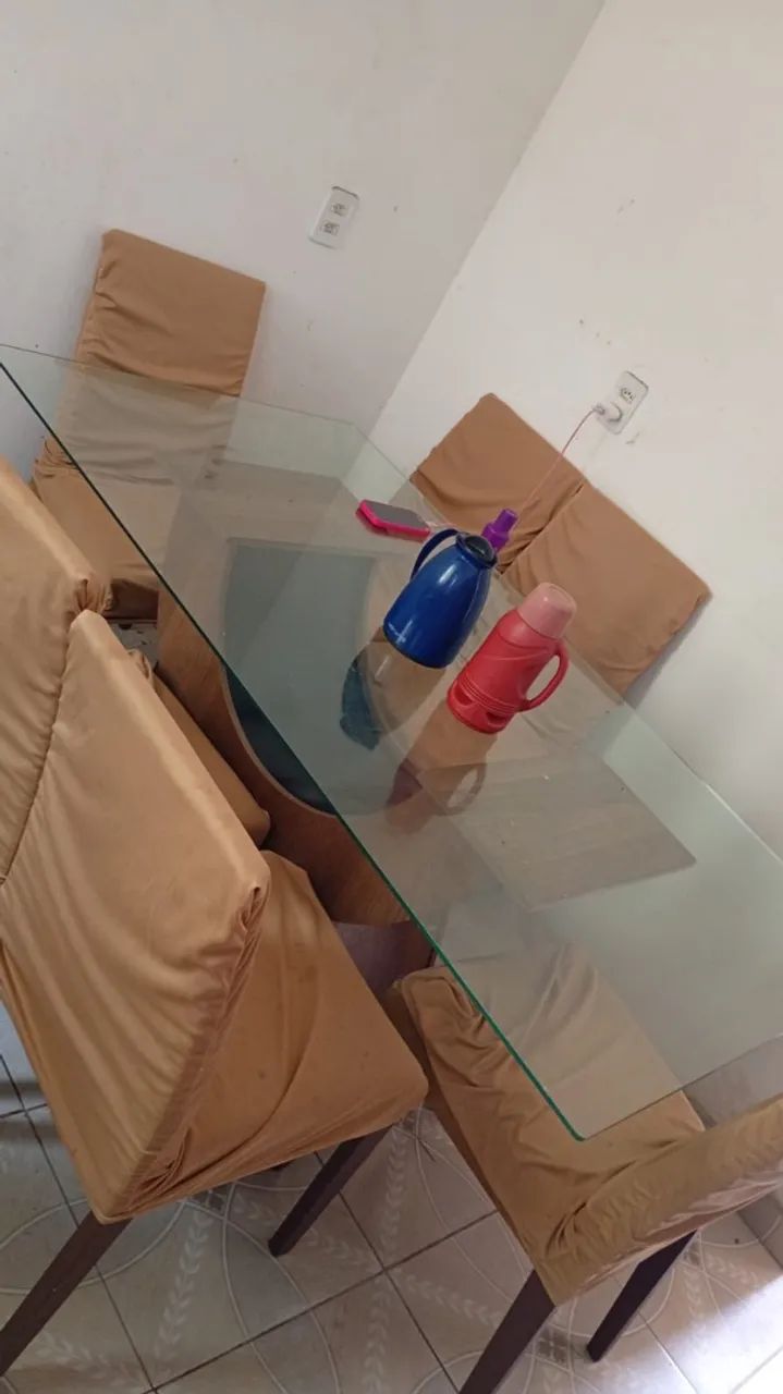 Mesa vidro 6 cadeiras 