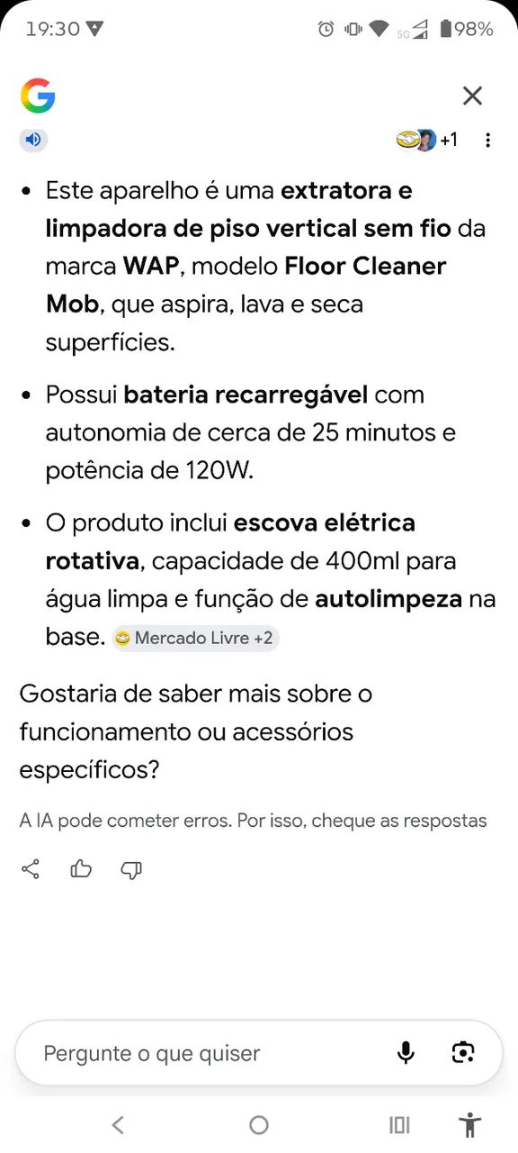 Aspirador de pó 3em1, aspira, passa pano e seca.