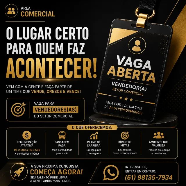 Vagas para Assistente Comercial!