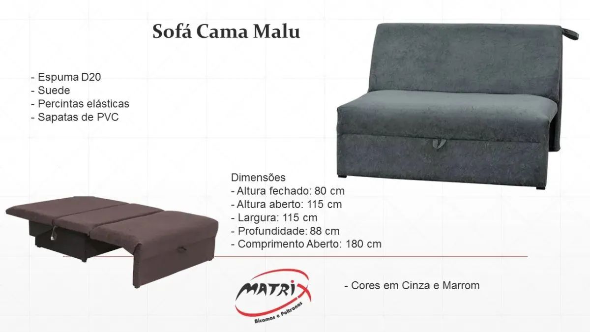 Sofá cama Malu Suede / 3 cores disponíveis  / pague na entrega 