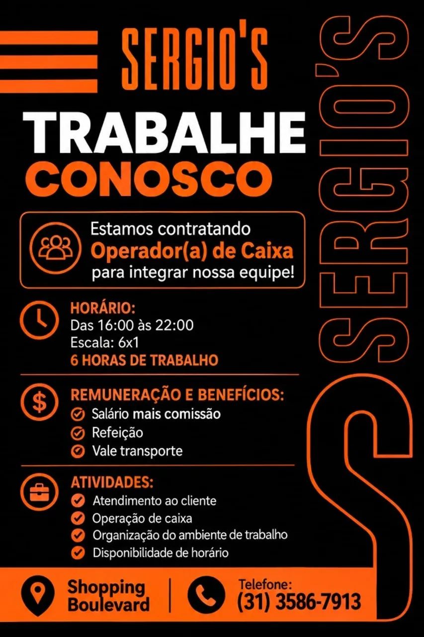 Vaga operador de caixa 