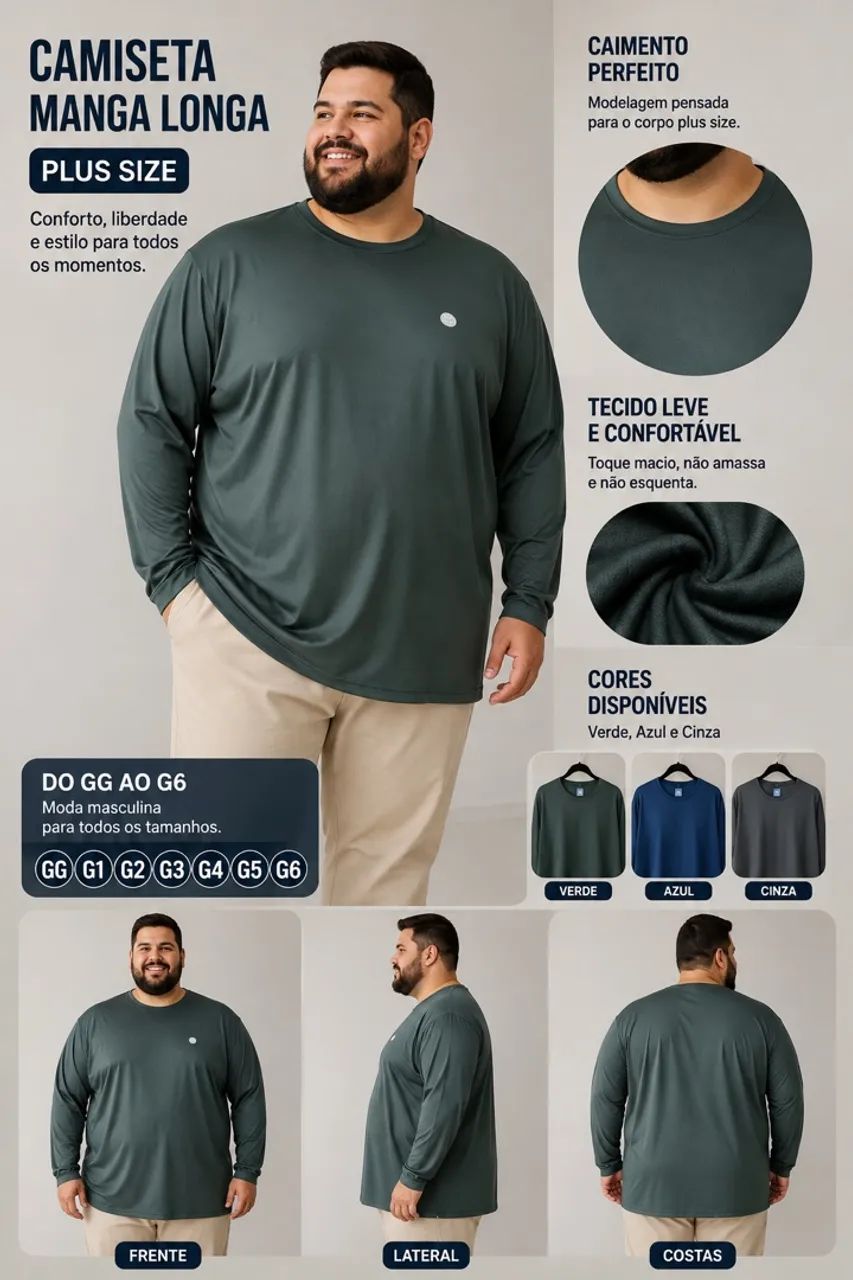 Camisa  UV +50 plus size - Foto 2