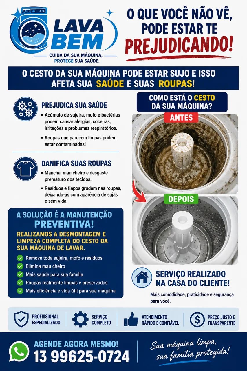 Limpeza de cesto de máquina de lavar. 