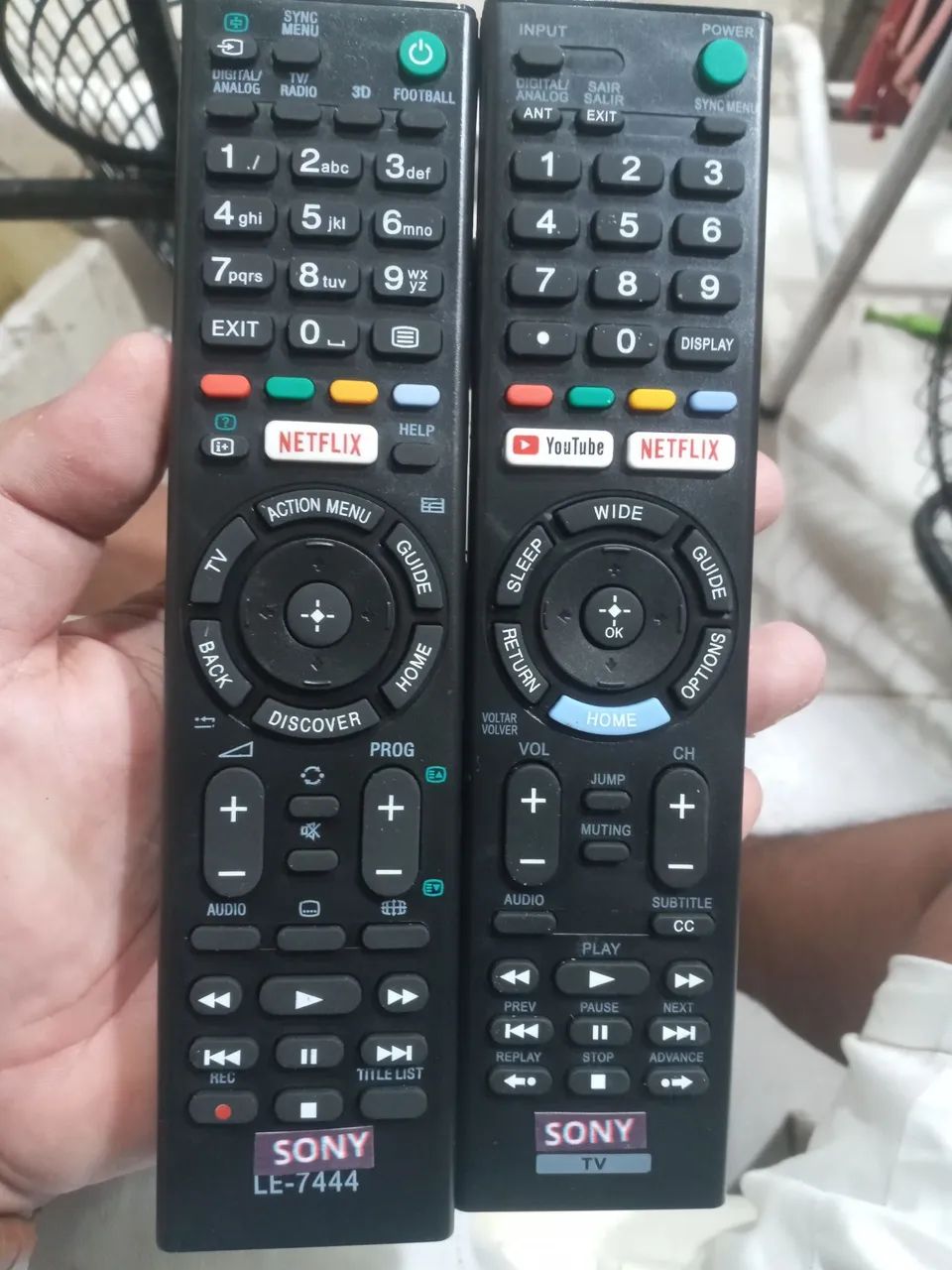 Controles de tv sony