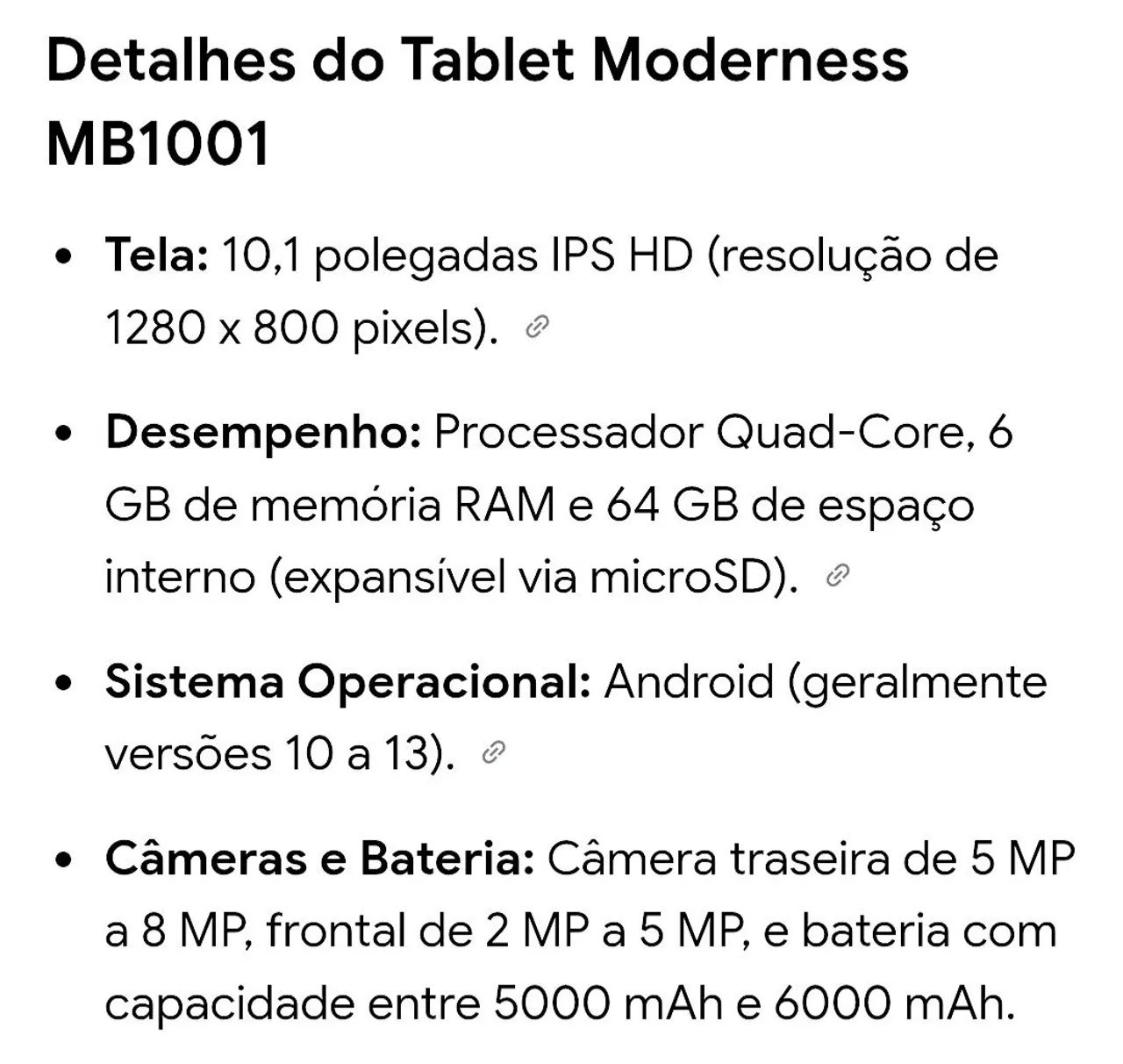 TABLET MODERNESS SMART LIFE MB 1001