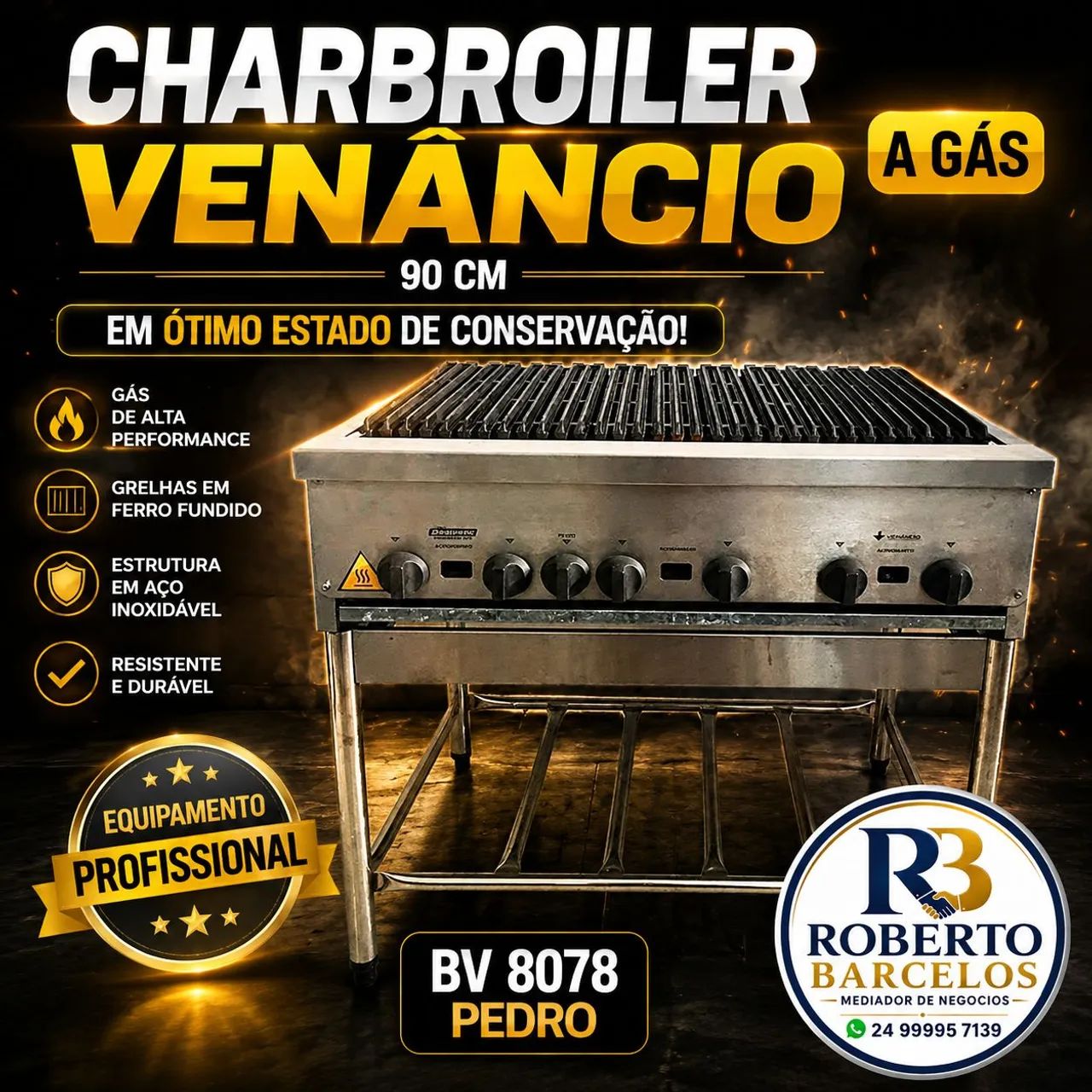 Charbroiler Venâncio 90 cm gás 