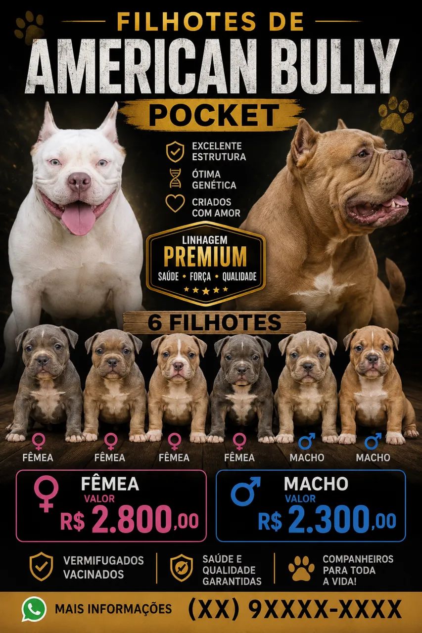 FILHOTES DE AMERICAN BULLY POCKET - Foto 6