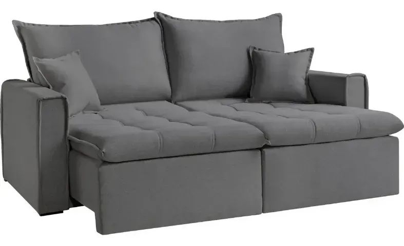 Sofá Cama 4 Lugares Cinza - Foto 2
