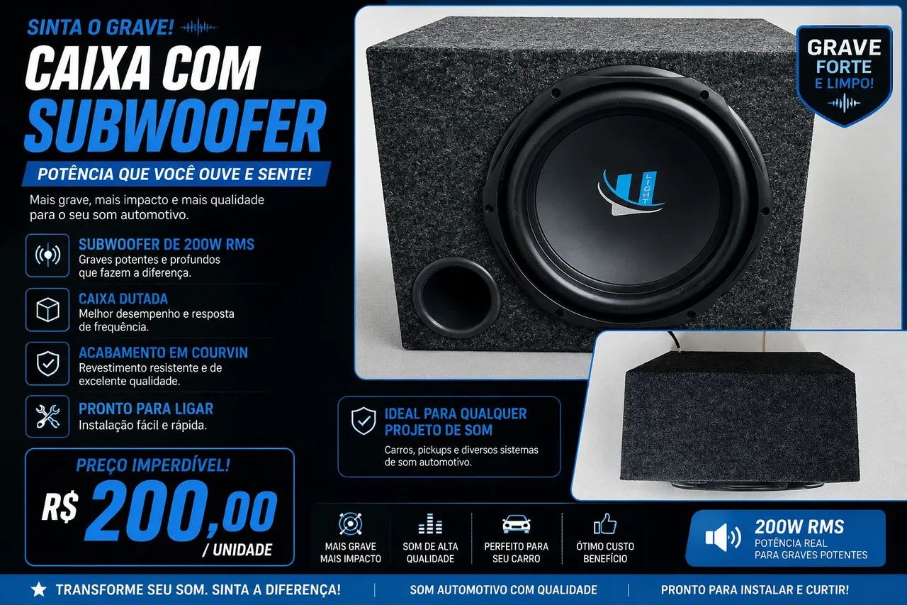 CAIXA DE SOM COM SUBWOOFER 200W