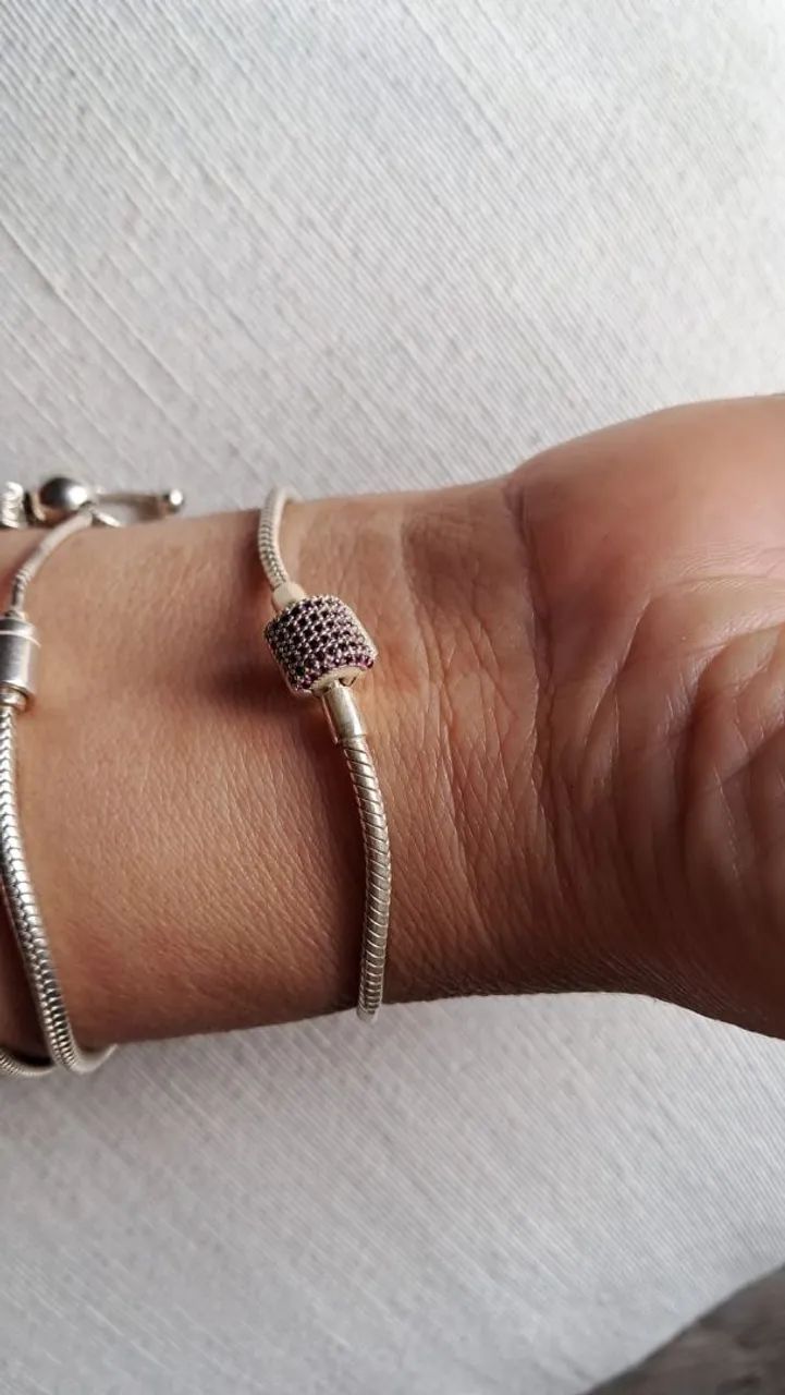Pulseira 18 cm pandora com trava em prata  - Foto 2