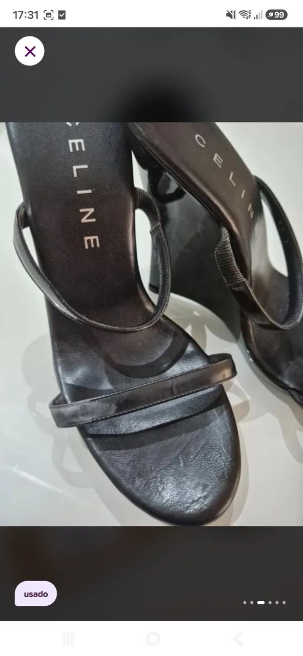 Sandalia preta celine original 36  - Foto 3
