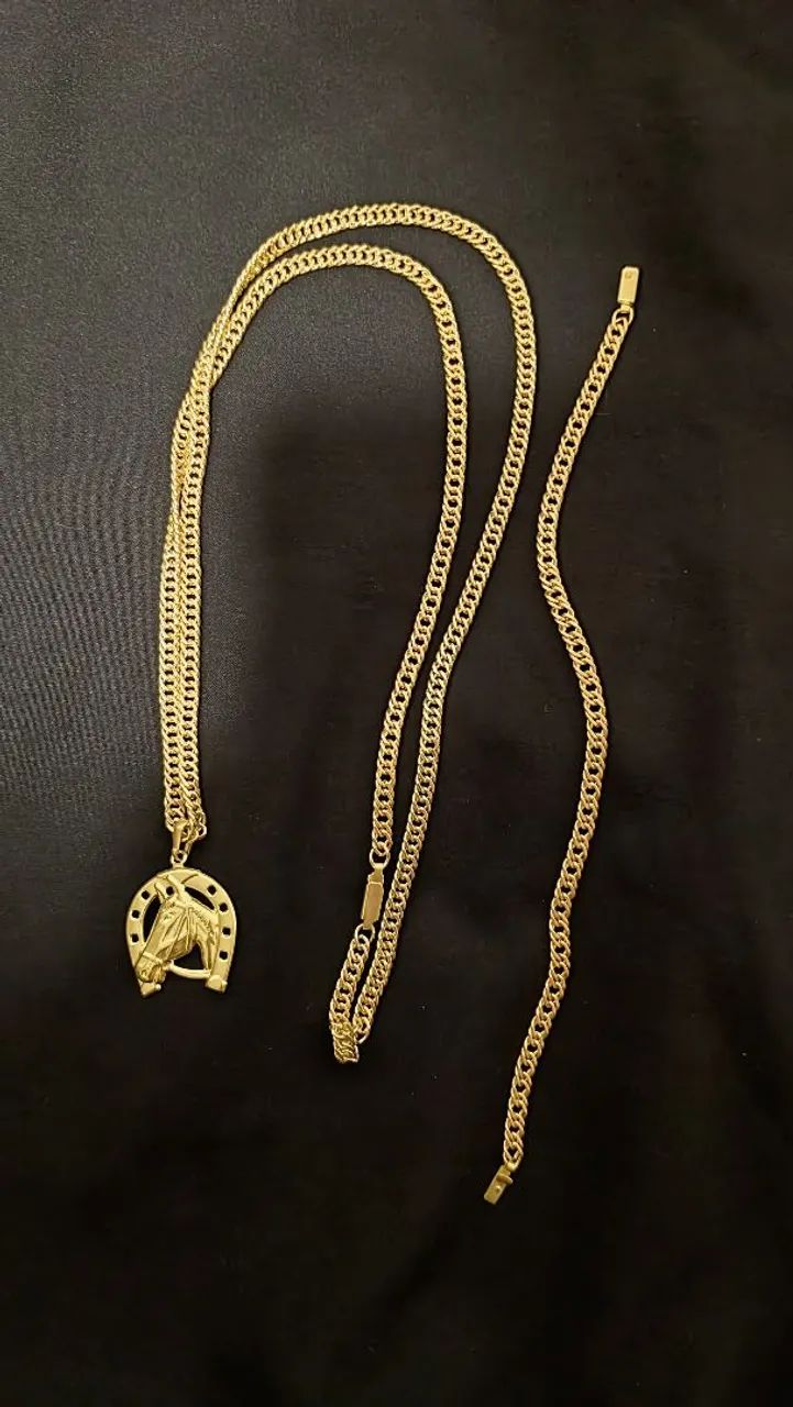 Vendo corrente, pulseira e pingente ferradura - moeda antiga - Foto 2