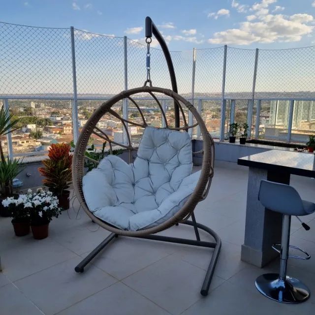 BALANÇO NINHO DE CORDA NÁUTICA + SUPORTE 