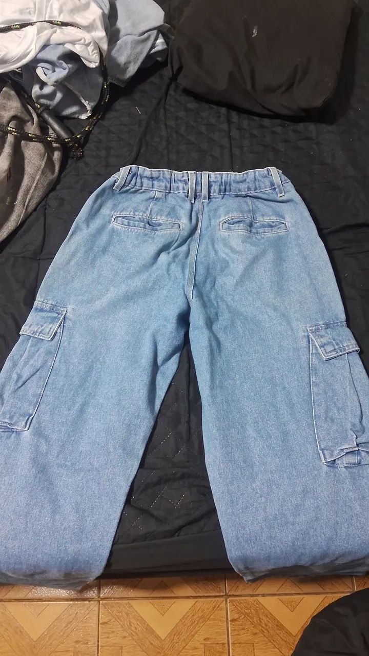 calça wide leg azul novinha - Foto 2