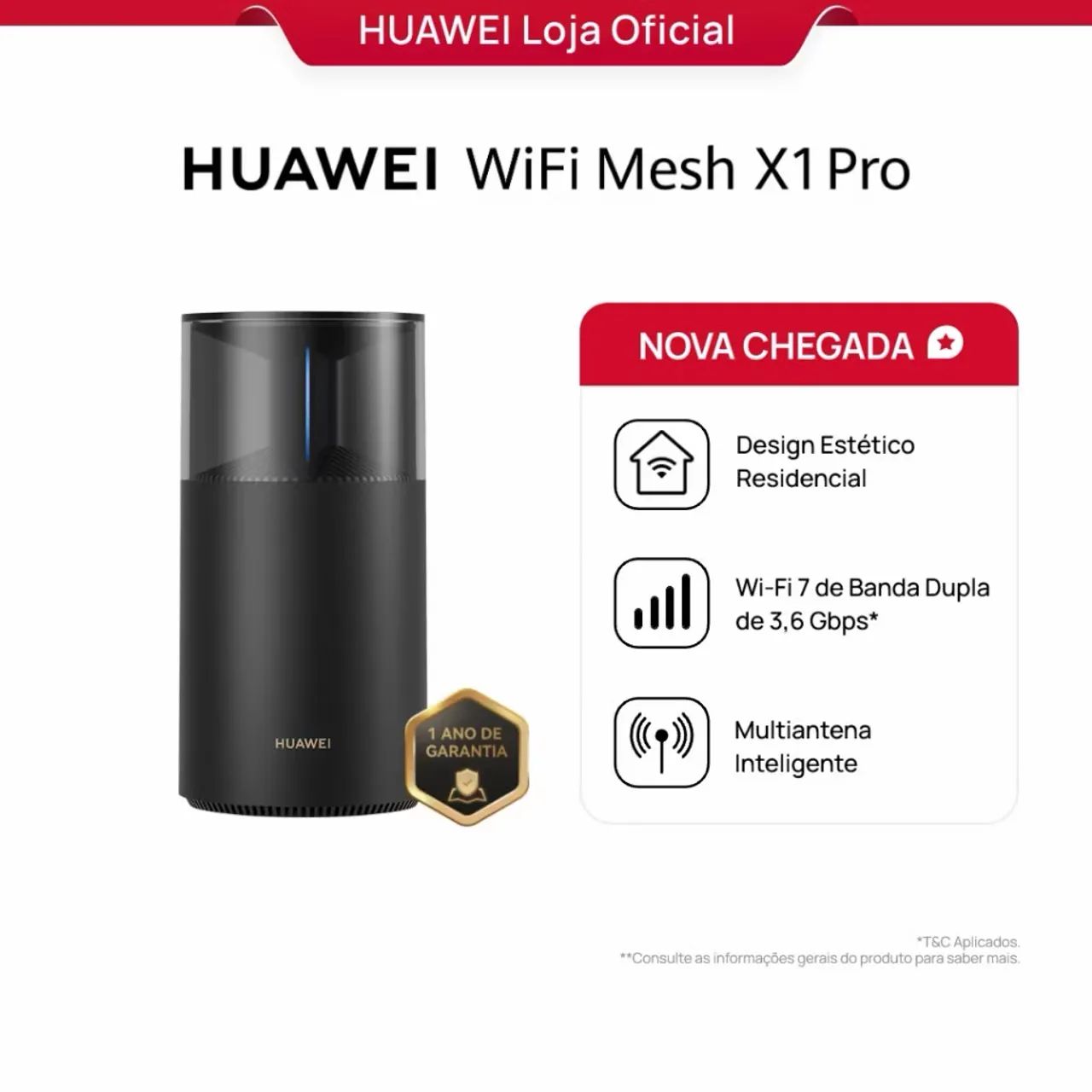 HUAWEI WiFi Mesh X1 Pro | Roteador | Wi-Fi 7 de Banda Dupla de 3,6 Gbps | Multiantena - Foto 3