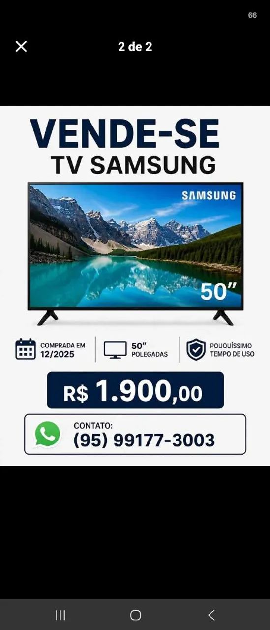 Tv 50" SANSUNG.  8 meses de uso. Com nota.