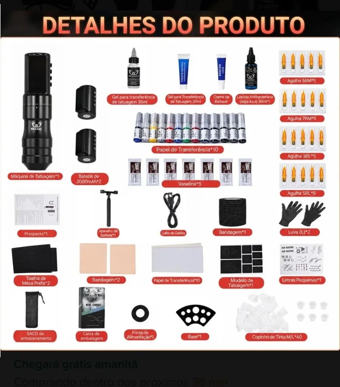 Kit de tatuagem com impressora térmica e tablete - Foto 2