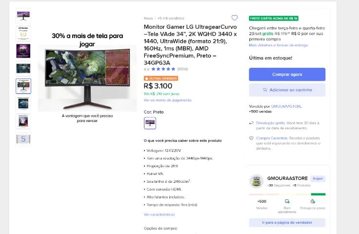 PC Gamer / Workstation Completo - RTX 4070 Ti SUPER + Monitor LG 34 polegadas - Foto 2