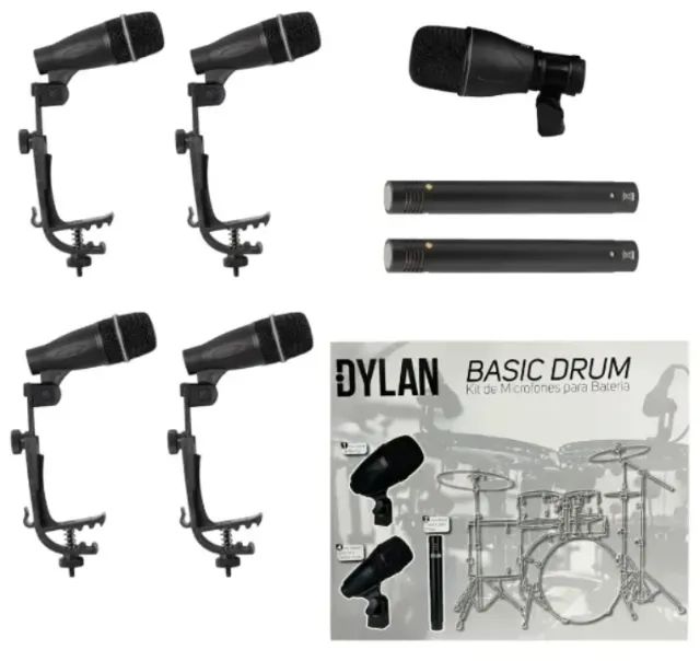 Kit 7 Microfones Para Bateria Dylan Basic Drum Igreja Show - Foto 2