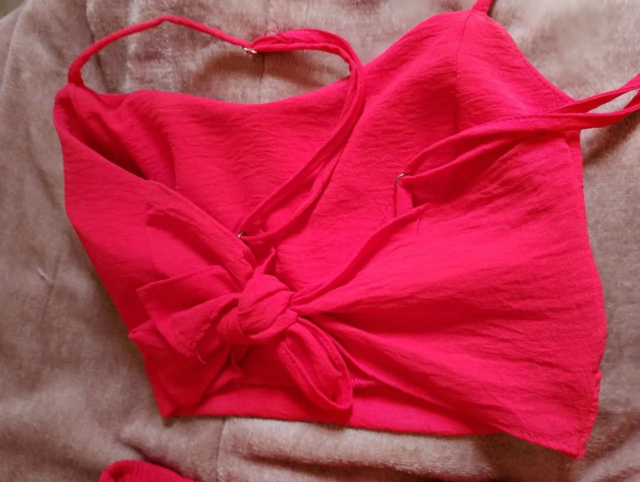 Conjunto calça pantalona e crooped vermelho  - Foto 5