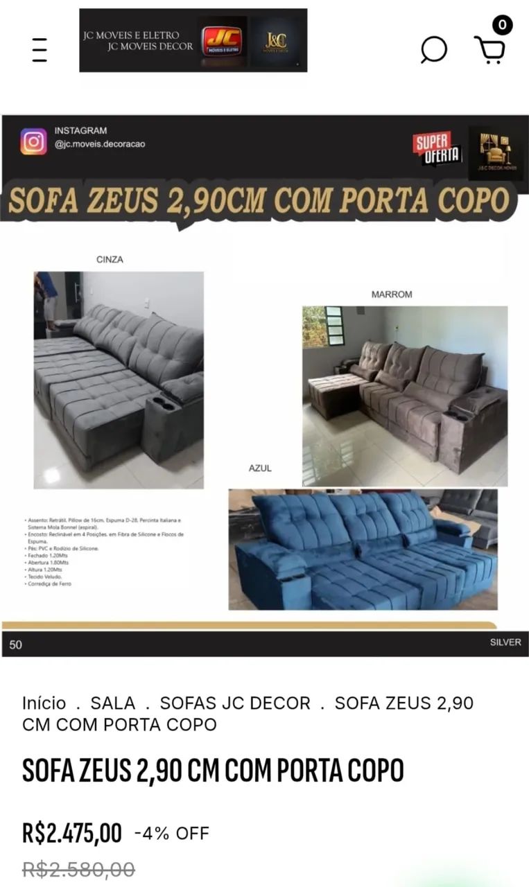 ESTOFADO RETRATIL E RECLINÁVEL ZEUS 