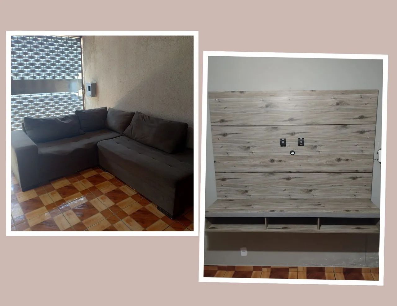 Vendo sofá L + painel de TV