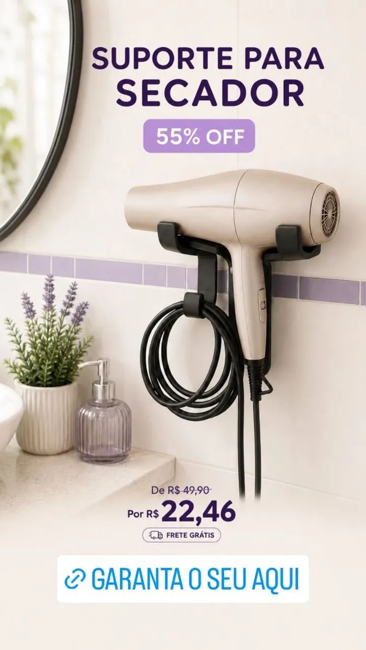 Suporte secador de cabelo 