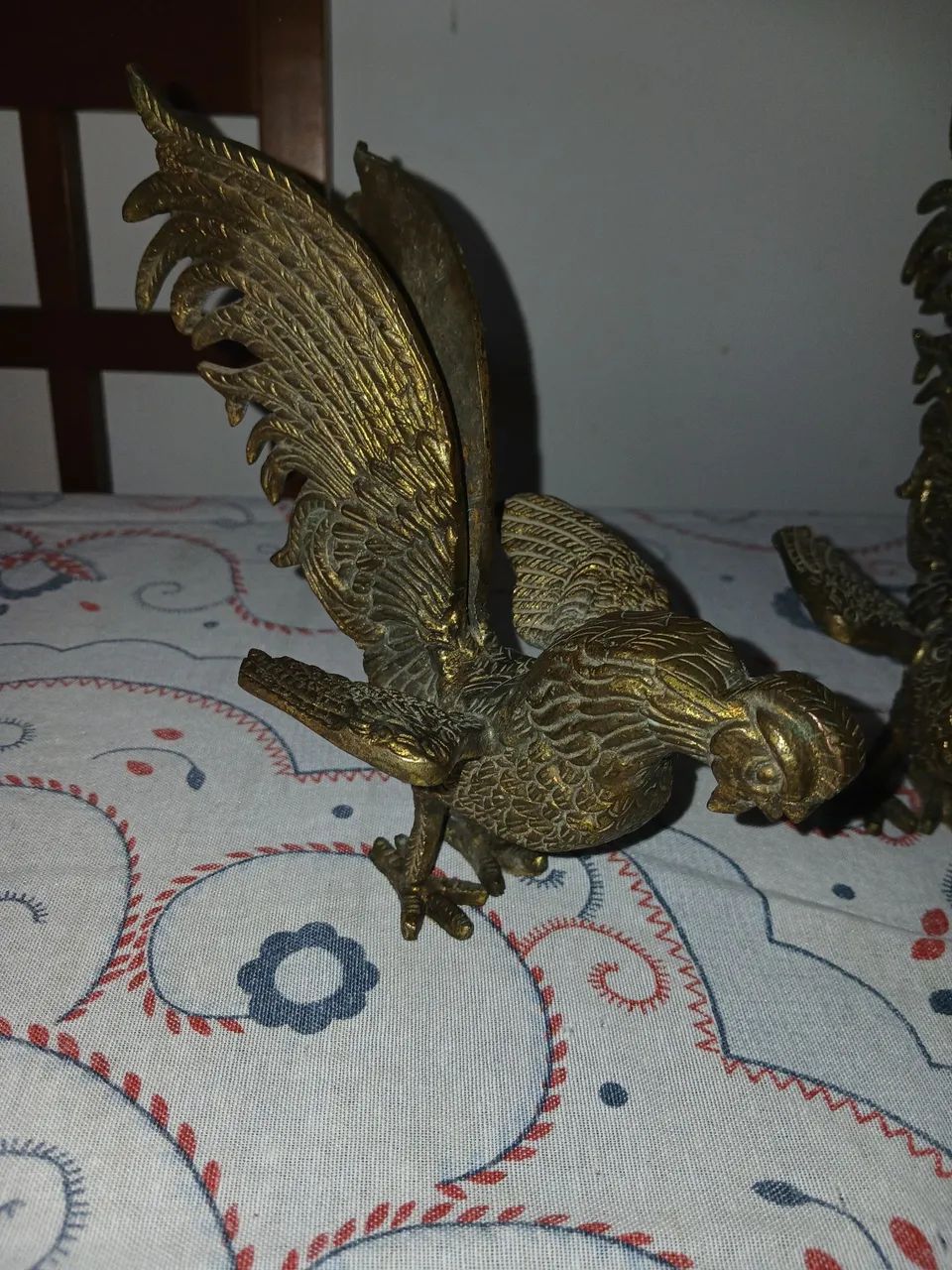 Par de galos de bronze antigos  - Foto 2