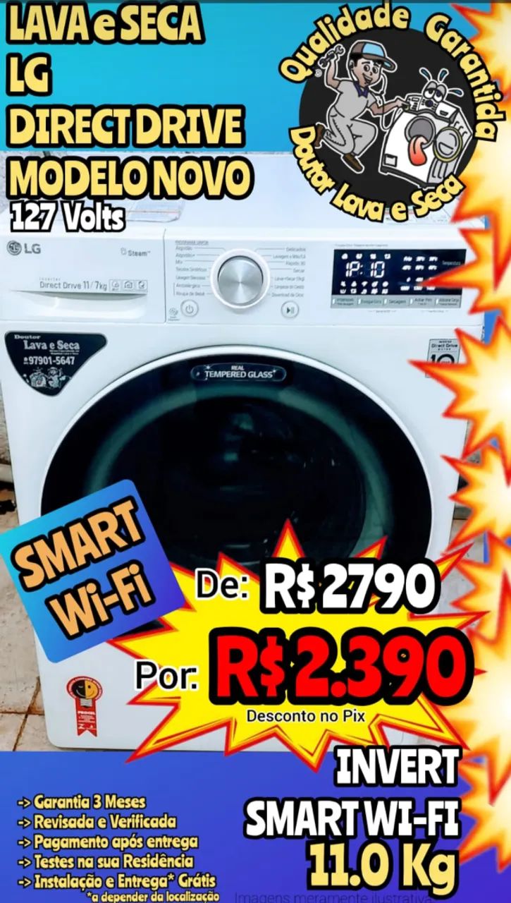 Máquina LAVA e SECA LG WI-FI Smart INVERTER, TUDO FUNCIONANDO Garantia Entrega Grátis*