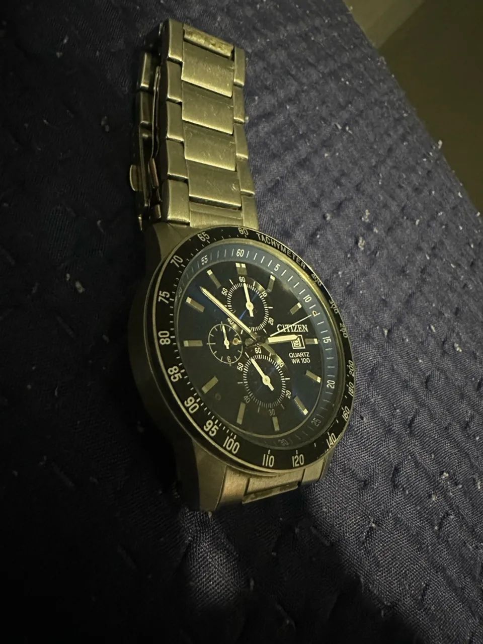Relógio Citizen Quartz Cronógrafo AN3600-59E Tachymeter WR 100m Aço - Foto 4