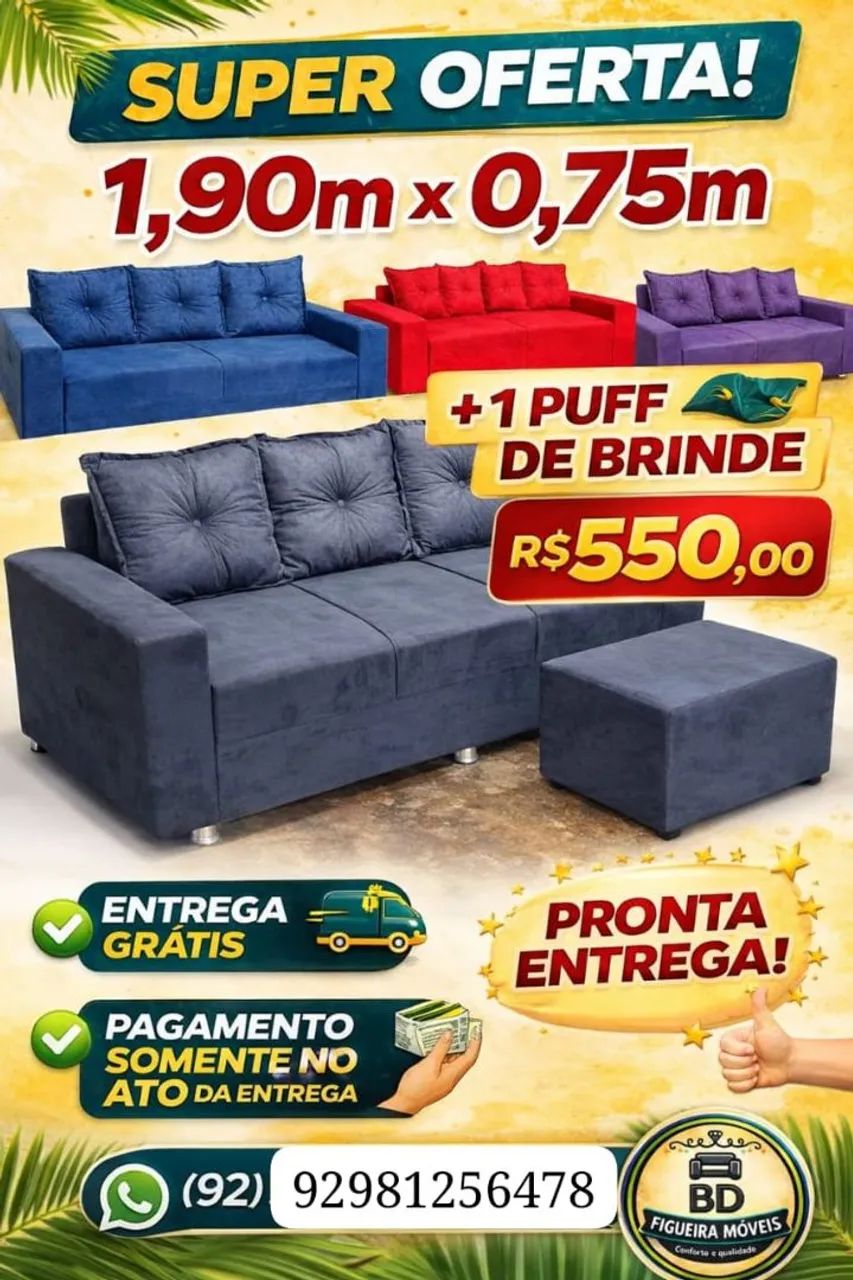 SOFÁ COM ALMOFADAS 