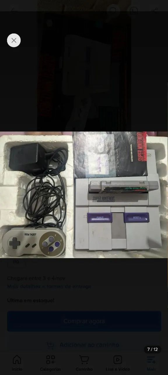 Super Nintendo na caixa 