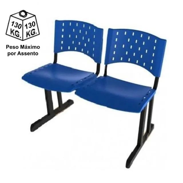 Longarina 2 Lugares Azul Resistente Espera Confortável 33072 - Foto 4