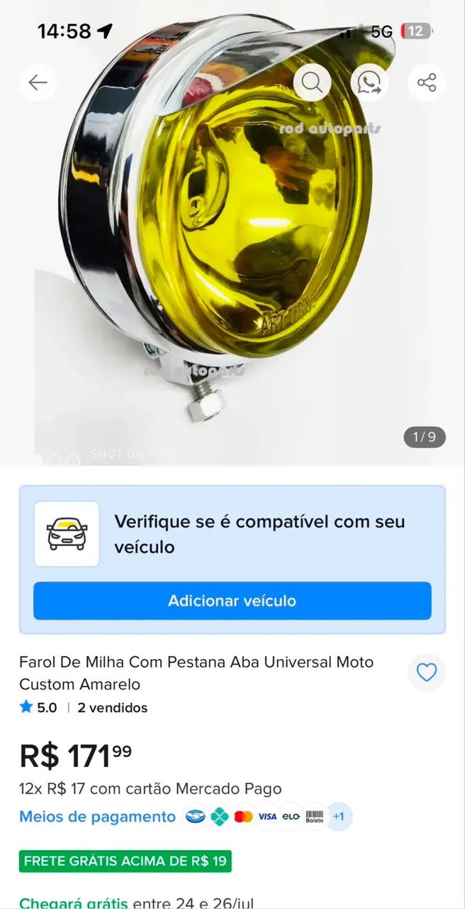 Vendo ou troco Farol de milha Fusca com pestana Universal - Foto 4