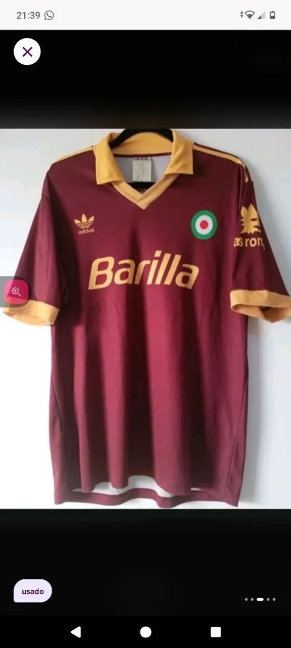 Camisa AS Roma 1983 / 1984 #10 Falcão Autografada Certificada - Foto 3