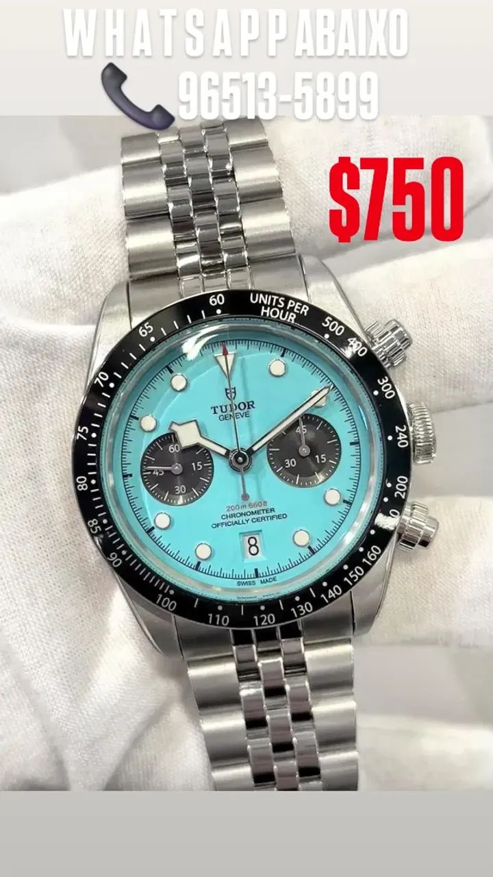 Relógio TUDOR GENEVE Flamingo Blue - AUTOMÁTICO 