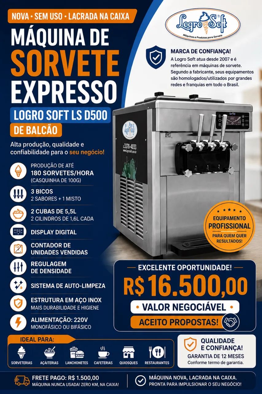 Máquina de Açaí e Sorvete Frozen LOGROSOFT