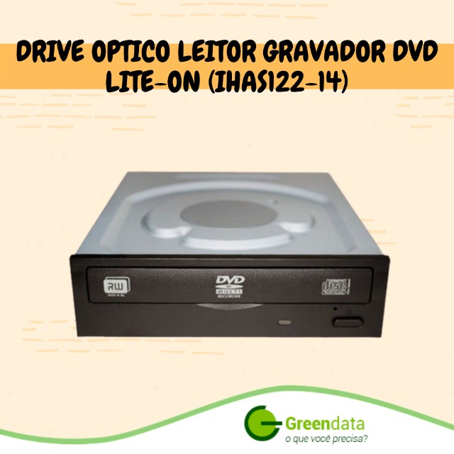 gravador de dvd/cd interno 22x sata preto - lite-on ihas122-14