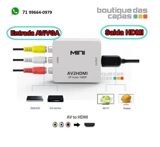 Adaptador conversor RCA(entrada) x HDMI(saida) av / rca x hdmi it-blue LE-4122