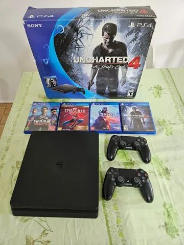 Ps4 Playstation 4 Slim 500GB +2 Controles Novos + 1 Jogo