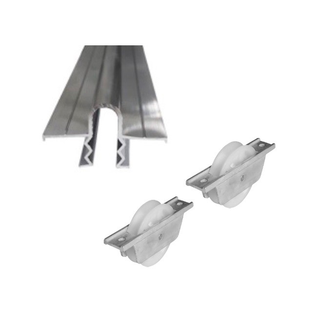 Kit Trilho Portão com Chumbador 6 Metros + 2 Roldanas Libra