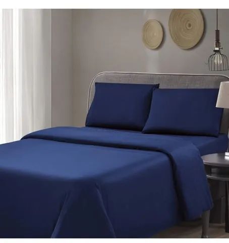 NOVO - Jogo de cama Queen 400 fios 100% algodão 4 Peças - Orb - Azul Marinho