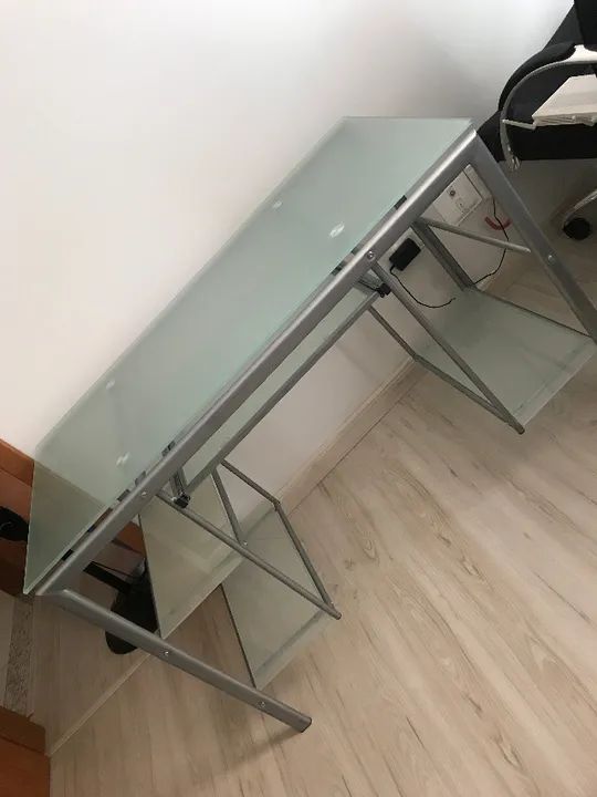 Mesa de Vidro Fosco para Computador, Várias Divisórias Suporte para Teclado - Foto 5