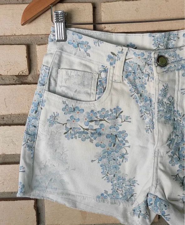 Short jeans branco florido - Foto 2