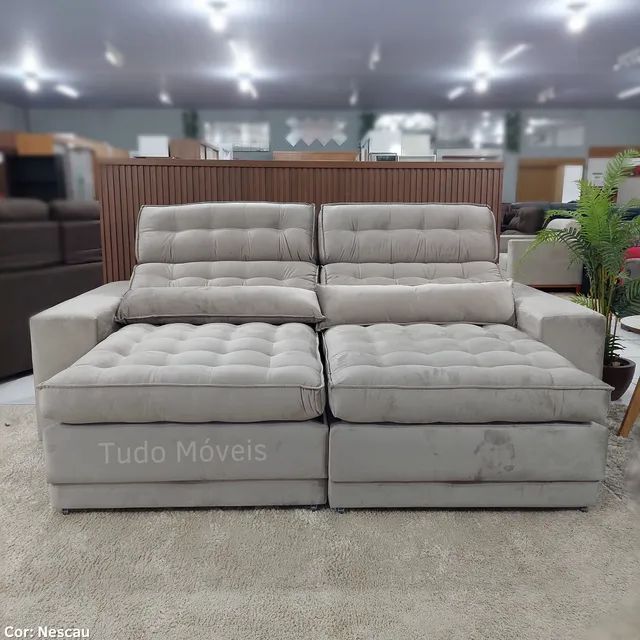 INSTA @TUDO_MOVEIS / SOFÁ 2.50M RETRÁTIL E RECLINAVEL COM MOLAS E PILLOW (entrega gratis)  - Foto 2