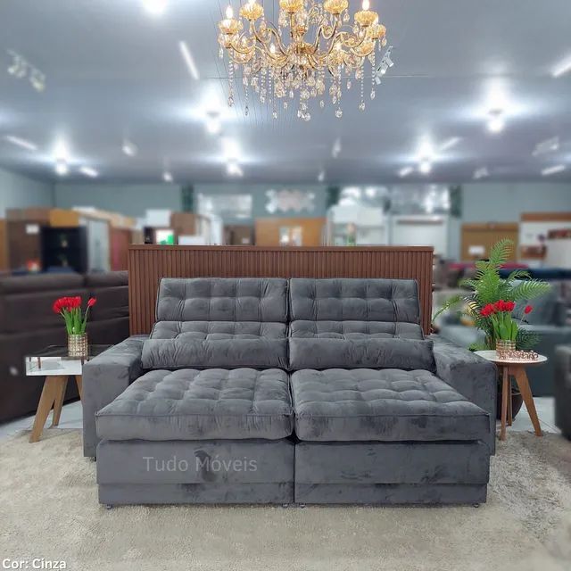 INSTA @TUDO_MOVEIS / SOFÁ 2.50M RETRÁTIL E RECLINAVEL COM MOLAS E PILLOW (entrega gratis)  - Foto 5