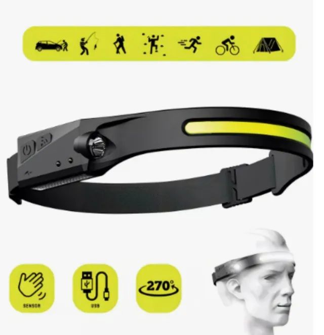 Lanterna De Cabeça Com Sensor Recarregável Resistente A Água Cor da lanterna Preto Cor da  - Foto 2