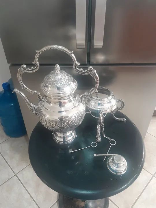 Samuvar banhado a  prata antigo nunca usado envio para todo o brasil - Foto 2