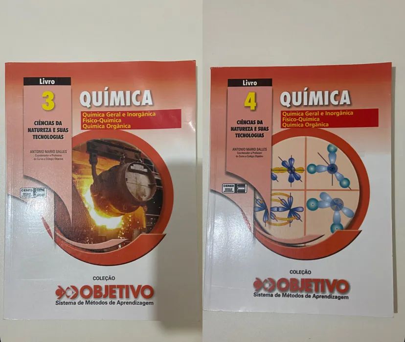 livros de química volumes 3 e 4 colégio objetivo