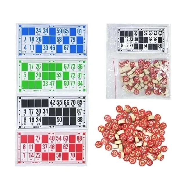 Bingo Jogo Kit 138pçs Ns-1308 Cartela Madeira E Papel - Foto 3